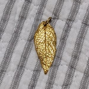 Anthropologie Gold Covered Leaf Pendant
